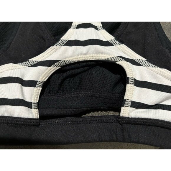 Athleta Black/White Stripe Triple Dare Yoga Sports Bra Small - Picture 4 of 6